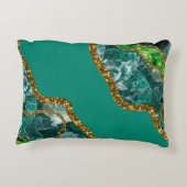 エメラルドグリーン&金ゴールドアゲートゲードグリッター アクセントクッション (裏面)