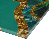 エメラルドグリーン&金ゴールドアゲートゲードグリッター カッティングボード (角)