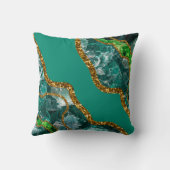 エメラルドグリーン&金ゴールドアゲートゲードグリッター クッション (裏面)