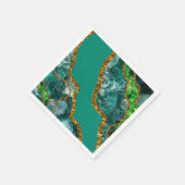 エメラルドグリーン&金ゴールドアゲートゲードグリッター スタンダードカクテルナプキン (角)