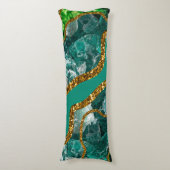 エメラルドグリーン&金ゴールドアゲートゲードグリッター ボディピロー (正面縦)