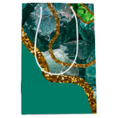 エメラルドグリーン&金ゴールドアゲートゲードグリッター ミディアムペーパーバッグ (正面)