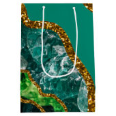 エメラルドグリーン&金ゴールドアゲートゲードグリッター ミディアムペーパーバッグ (裏面)