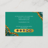 エメラルドグリーン&金ゴールドアゲートゲードグリッター 名刺 (裏面)