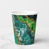 エメラルドグリーン&金ゴールドアゲートゲードグリッター 紙コップ (裏面)