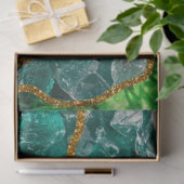 エメラルドグリーン&金ゴールドアゲートゲードグリッター 薄葉紙 (ギフト)