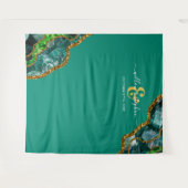 エメラルドグリーン&金ゴールドアゲー結婚デの背景 タペストリー (正面(横))