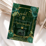 エメラルドグリーン&金ゴールドスウィート16ガール誕生日 招待状<br><div class="desc">エメラルドグリーン&金ゴールド甘い16女の子誕生日、甘い16女の子のフローラ誕生日パーティー招待状Mis Quince 15アノス、16誕生日。</div>