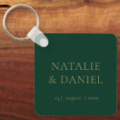 エメラルドグリーン&金ゴールドタイポグラフィグラマー結婚ズ キーホルダー (正面)
