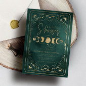 エメラルドグリーン&金ゴールドタロット天空ブライダルシャワー 招待状