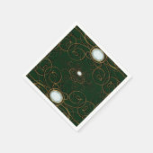 エメラルドグリーン&金ゴールドダイヤモンド記念日パーティー スタンダードカクテルナプキン (角)