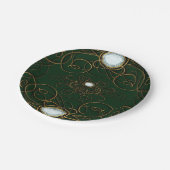 エメラルドグリーン&金ゴールドダイヤモンド記念日パーティー ペーパープレート (アングル)