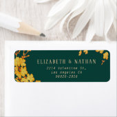 エメラルドグリーン&金ゴールドフラワーズ差出人住所 ラベル (インサイチュ)