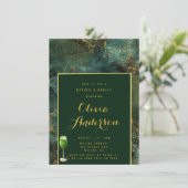 エメラルドグリーン&金ゴールドフレックブランチ&バブリー 招待状 (スタンド正面)