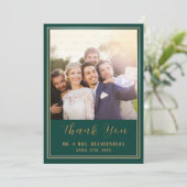 エメラルドグリーン&金ゴールドフレームフォトサンキューカード サンキューカード (スタンド正面)