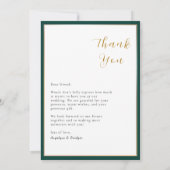 エメラルドグリーン&金ゴールドフレームフォトサンキューカード サンキューカード (裏面)