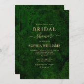 エメラルドグリーン&金ゴールドブライダルシャワー招待 招待状 (正面/裏面)