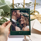 エメラルドグリーン&金ゴールドボタニカルエレガント写真 セーブザデート