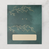 エメラルドグリーン&金ゴールドボ結婚タニカル プレイスカード (外部開封)