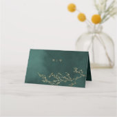 エメラルドグリーン&金ゴールドボ結婚タニカル プレイスカード (裏面)