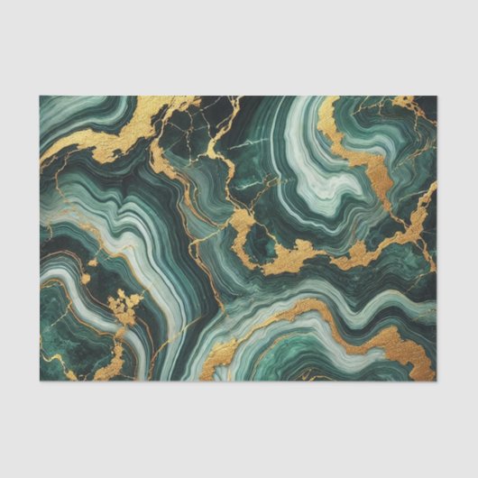 エメラルドグリーン&金ゴールドマーブルルックグラーム結婚ズ 薄葉紙 (正面)