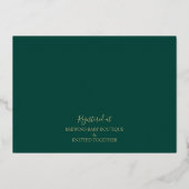 エメラルドグリーン&金ゴールドモダントイレベビーシャワー 箔招待状 (裏面)