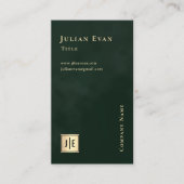 エメラルドグリーン&金ゴールドルクスモノグラムバーティカル 名刺 (正面)