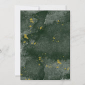 エメラルドグリーン&金ゴールド幾何学的ブランチとバブリー 招待状 (裏面)