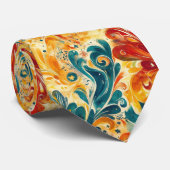 エメラルドグリーン&金ゴールド抽象芸術離れペイズリー(3) ネクタイ (ロール)