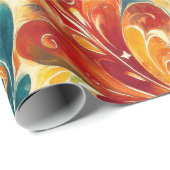 エメラルドグリーン&金ゴールド抽象芸術離れペイズリー(3) ラッピングペーパー (ロールコーナー)