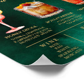 エメラルドグリーン&金ゴールド結婚ズのシグネチャードリンクバー ポスター (角)