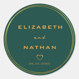 エメラルドグリーン&金ゴールド結婚ズ封筒用シール ラウンドシール
