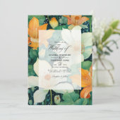 エメラルドグリーン、銅色、象牙色の結婚式 招待状 (スタンド正面)