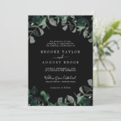 エメラルドグリーン |黒フォーマル結婚の 招待状 (スタンド正面)