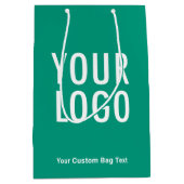 エメラルドグリーン 10インチ ギフトバッグ カスタムロゴ ミディアム (正面)