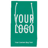 エメラルドグリーン 8.5インチ ギフトバッグ 企業ロゴ 小さい (正面)