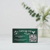 エメラルドグリーン Capture The Love QR ウェディング エンクロージャーカード (スタンド正面)