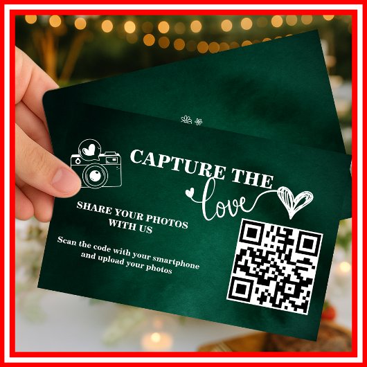 エメラルドグリーン Capture The Love QR ウェディング エンクロージャーカード