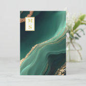 *〜 エメラルドグリーン QR コードのイニシャル AR66 ウェディング ご返信 招待状 (スタンド正面)