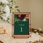 エメラルドグリーンMoodyフローラブルゴーニュ結婚ーズ テーブルナンバー<br><div class="desc">このデザインは5 x 7インチ/ 12.7 x 17.8 cmの測定で、招待状に最適。#zazzlemade</div>