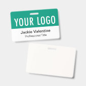 エメラルドグリーンPVCバッジ水平作業名タグ バッジ (正面＆裏面)