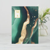 *~エメラルドグリーンQRイニシャルAR66 RSVP 結婚's 招待状 (スタンド正面)