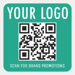 エメラルドグリーンQRコードステッカー会社ロゴスクエア スクエアシール