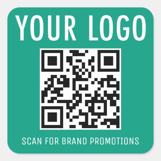 エメラルドグリーンQRコードステッカー会社ロゴスクエア スクエアシール (正面)