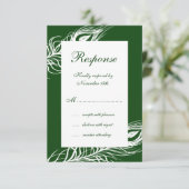 エメラルドグリーンRSVP上の羽 出欠カード (スタンド正面)