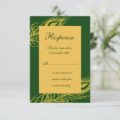 エメラルドグリーンRSVP上の羽 出欠カード (スタンド正面)