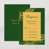 エメラルドグリーンRSVP上の羽 出欠カード (正面/裏面)