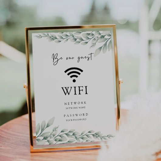 エメラルドグリーンWifiコード、接続招待状 招待状