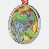 エメラルドコズミックドラゴンオーナメント メタルオーナメント (左)