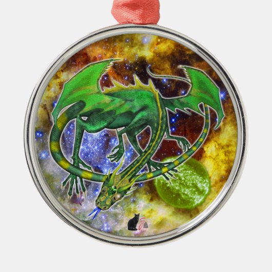 エメラルドコズミックドラゴンオーナメント メタルオーナメント (正面)